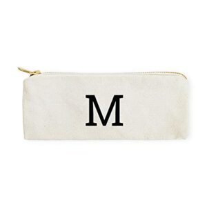 the cotton & canvas co. personalized modern monogram initial m pencil case, cosmetic case and travel pouch for office and back to school
