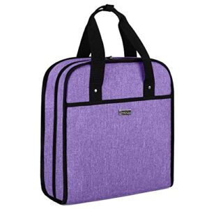 YARWO Embroidery Bag, Embroidery Projects Storage with Multiple Pockets for Embroidery Hoops (Up to 12"), Embroidery Floss and Supplies, Purple (Bag Only, Patented Design)