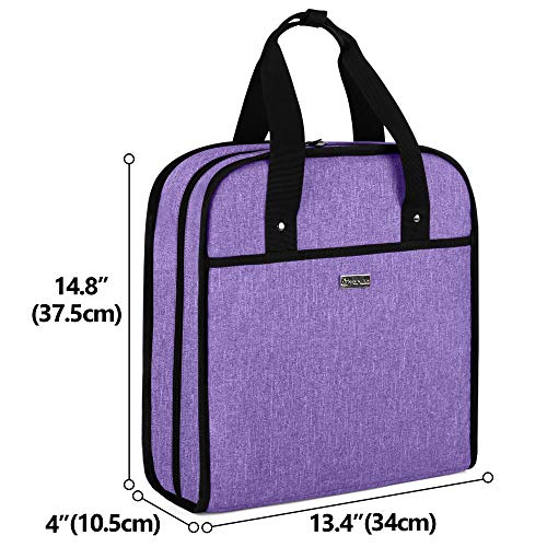 YARWO Embroidery Bag, Embroidery Projects Storage with Multiple Pockets for Embroidery Hoops (Up to 12"), Embroidery Floss and Supplies, Purple (Bag Only, Patented Design)