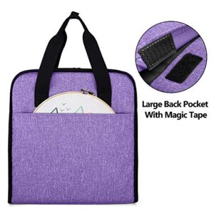 YARWO Embroidery Bag, Embroidery Projects Storage with Multiple Pockets for Embroidery Hoops (Up to 12"), Embroidery Floss and Supplies, Purple (Bag Only, Patented Design)