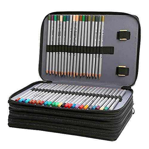 Lbxgap PU Pencil Case Slot Holds Portable Colored Pencil Case 200 Slots Colored Pencil Case Organizer with Zipper for Prismacolor Watercolor Pencils, Crayola Colored Pencils, Marco Pencils