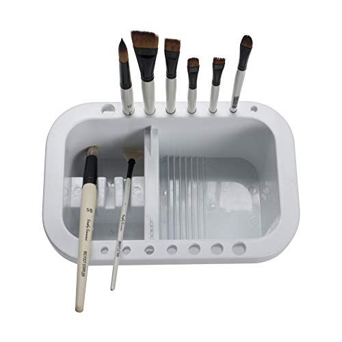 Jerry's Artarama Artist Brush Washer - Multi Use Include Paint Brush Stand & Rest, Cleaning & Washing Basin, Water Bucket, and Painting Palette All In One Within a Lidded Compact Carry Case for Travel