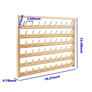 NW Wooden Thread Holder Sewing and Embroidery Thread Rack and Organizer Thread Rack for Sewing with Hanging Hooks for Wall(54-Spools)