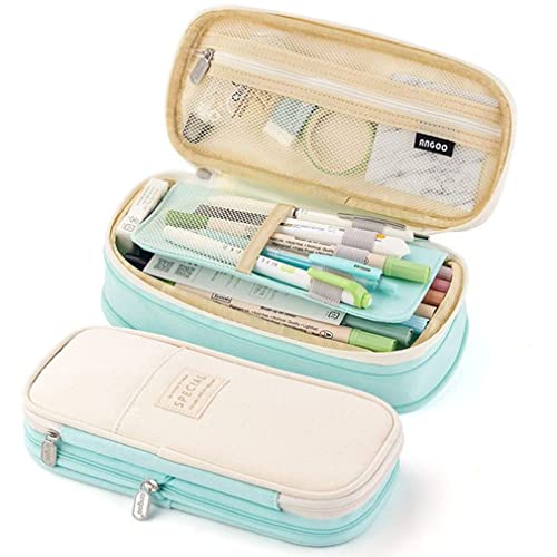 iSuperb Foldable Pencil Case Zipper Big Capacity Canvas Pencil Pouch Stationery Organizers Pen Bag Compartments Cosmetic Makeup Bags for Women