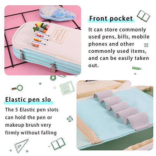 iSuperb Foldable Pencil Case Zipper Big Capacity Canvas Pencil Pouch Stationery Organizers Pen Bag Compartments Cosmetic Makeup Bags for Women