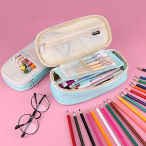 iSuperb Foldable Pencil Case Zipper Big Capacity Canvas Pencil Pouch Stationery Organizers Pen Bag Compartments Cosmetic Makeup Bags for Women