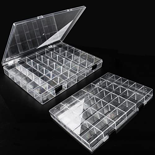 36 Grids Clear Plastic Organizer Box, Craft Storage Container for Beads Organizer, Art DIY, Crafts Jewelry Storage, Fishing Tackles, Rock Collection, 2 Pack