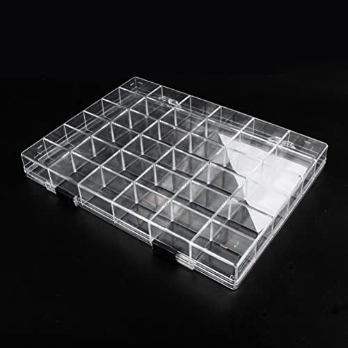 36 Grids Clear Plastic Organizer Box, Craft Storage Container for Beads Organizer, Art DIY, Crafts Jewelry Storage, Fishing Tackles, Rock Collection, 2 Pack