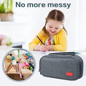 Large Pencil Case, 2022 Upgraded Big Capacity Pencil Pouch Pencil Bag for School Kids Girls Boys Teens Preppy Adults, Aesthetic Simple Pencil Case Organizer with Zipper-Grey