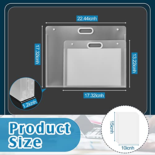 2 Size Plastic Art Portfolio Large Art Portfolio with Handles (22.44 x 17.32 and 17.32 x 13.22 inch) Waterproof Portfolio Folder for Artwork Painting Poster Storage with 20 pcs 8k Drawing Paper