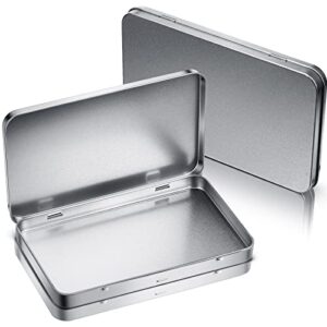 metal rectangular tin metal hinged lid tin metal empty box container silver rectangular storage tin box with lid for watercolor jewelry makeup pill candy craft organize (10 pieces)