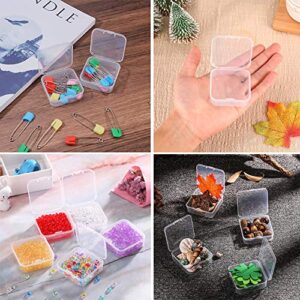 12Pcs Clear Plastic Beads Storage Containers Box Case with Flip-Up Lids for Items Pills Jewerlry Findings Tiny Bead (2.2×2.2×0.82 Inch)
