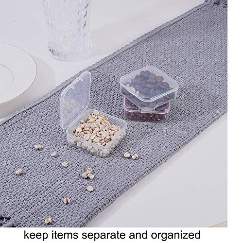 12Pcs Clear Plastic Beads Storage Containers Box Case with Flip-Up Lids for Items Pills Jewerlry Findings Tiny Bead (2.2×2.2×0.82 Inch)