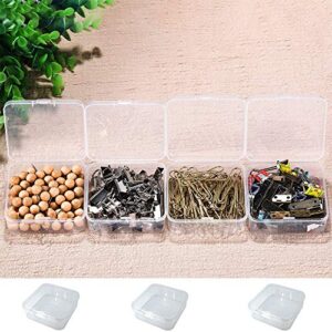 12Pcs Clear Plastic Beads Storage Containers Box Case with Flip-Up Lids for Items Pills Jewerlry Findings Tiny Bead (2.2×2.2×0.82 Inch)