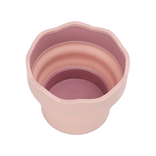 Portable Collapsible Paint Brush Washer, Silicone Washing Bucket Brush Holder Cleaner Painting Water Cup for Watercolor Acrylic Oil Painting(Pink)