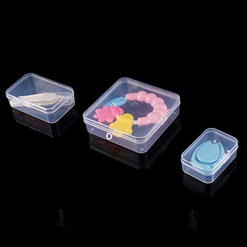 ODOOKON 18 Pcs (3 sizes) Rectangle Mini Clear Plastic Storage Containers Box Case with lid for Items,Pills,Herbs,Baby products, Bead, Jewelry, and Other Small Items