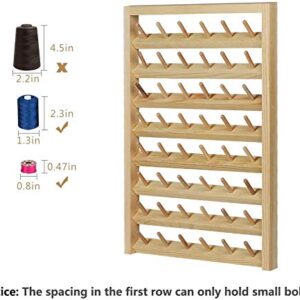 HAITRAL 48-Spool Sewing Thread Rack,Wall-Mounted Sewing Thead Holder with Hanging Hooks, Wooden Organize for Mini Sewing, Quilting, Jewelry, Embroidery