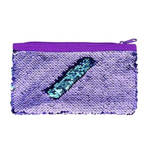 cute kids pencil case glitter reversible sequin pen pencil pouch for girls cosmetic makeup organizer bag purse for women (purple)