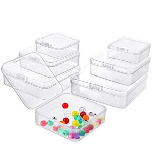 wsicse 12 pack small bead organizers, clear bead storage organizer plastic bead box with lids square mixed sizes for small items, crafts, jewelry