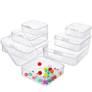 WSICSE 12 Pack Small Bead Organizers, Clear Bead Storage Organizer Plastic Bead Box with Lids Square Mixed Sizes for Small Items, Crafts, Jewelry