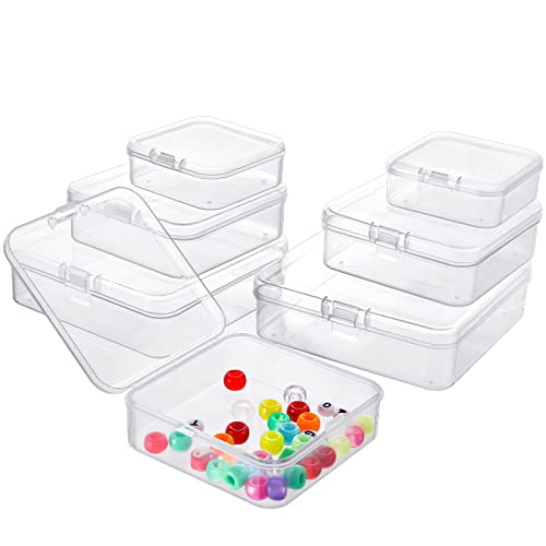 WSICSE 12 Pack Small Bead Organizers, Clear Bead Storage Organizer Plastic Bead Box with Lids Square Mixed Sizes for Small Items, Crafts, Jewelry