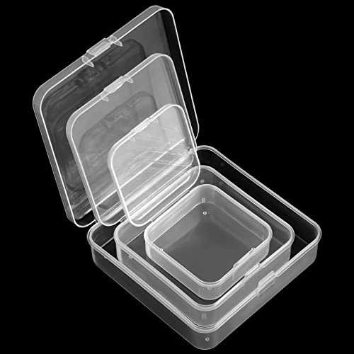 WSICSE 12 Pack Small Bead Organizers, Clear Bead Storage Organizer Plastic Bead Box with Lids Square Mixed Sizes for Small Items, Crafts, Jewelry