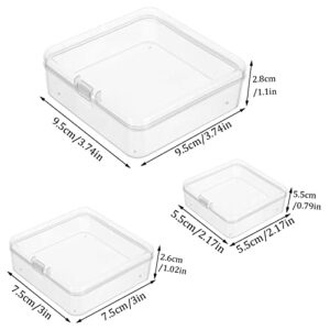 WSICSE 12 Pack Small Bead Organizers, Clear Bead Storage Organizer Plastic Bead Box with Lids Square Mixed Sizes for Small Items, Crafts, Jewelry