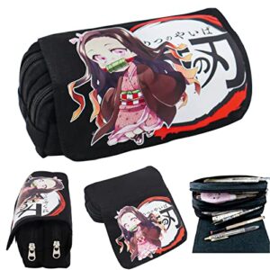 iutoyye anime pencil case holder pouch holder box organizer stationery large capacity makeup bag zipper canvas pencil box school gift(a style)
