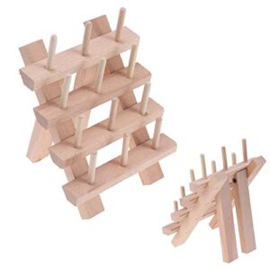 exceart 12 spool/cone wooden thread rack wooden folding thread holder organizer sewing embroidery thread rack for sewing embroidery quilting craft