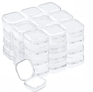 abgream plastic beads storage containers – mini clear square box empty case with lid for earplugs, pills, jewelry, hardware or any other small craft gadgets (40 pieces 1.37 x 1.37 x 0.7 inches)
