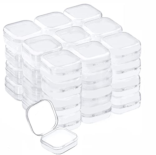 Abgream Plastic Beads Storage Containers - Mini Clear Square Box Empty Case with Lid for Earplugs, Pills, Jewelry, Hardware or Any Other Small Craft Gadgets (40 Pieces 1.37 x 1.37 x 0.7 Inches)