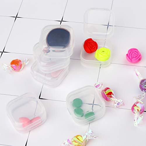 Abgream Plastic Beads Storage Containers - Mini Clear Square Box Empty Case with Lid for Earplugs, Pills, Jewelry, Hardware or Any Other Small Craft Gadgets (40 Pieces 1.37 x 1.37 x 0.7 Inches)