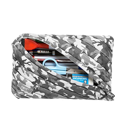 ZIPIT Camo Big Pencil Case, Grey Camouflage