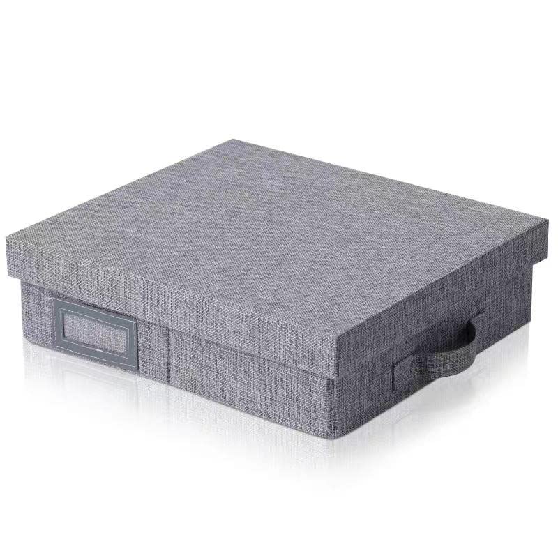 Juephe Linen Scrapbook Storage Box Photo Storage Box,Document Letter Box, Photo Boxes Cases, Organizer Box Storage Containers 15 '' x 13 '' x 4 ''，Gray (1)