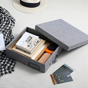 Juephe Linen Scrapbook Storage Box Photo Storage Box,Document Letter Box, Photo Boxes Cases, Organizer Box Storage Containers 15 '' x 13 '' x 4 ''，Gray (1)