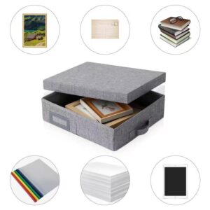 Juephe Linen Scrapbook Storage Box Photo Storage Box,Document Letter Box, Photo Boxes Cases, Organizer Box Storage Containers 15 '' x 13 '' x 4 ''，Gray (1)