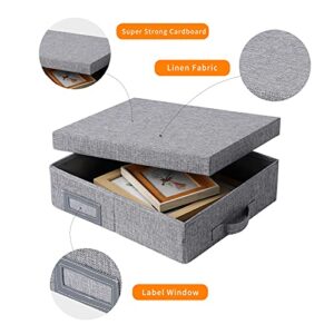 Juephe Linen Scrapbook Storage Box Photo Storage Box,Document Letter Box, Photo Boxes Cases, Organizer Box Storage Containers 15 '' x 13 '' x 4 ''，Gray (1)