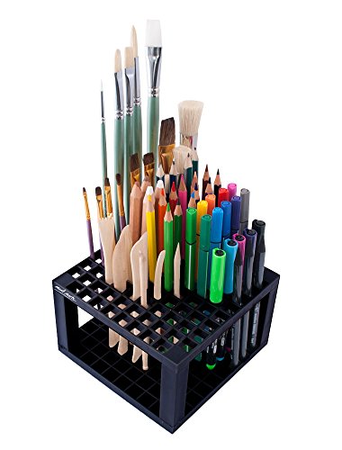 MONT MARTE 96 Hole Plastic Pencil & Brush Holder for Paint Brushes, Pencils, Markers, Pens and Modeling Tools. Provides Excellent Art Studio Organization.