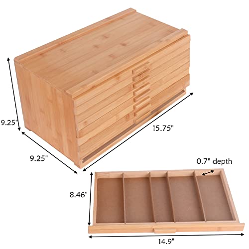 Vencer 9 Drawer Large Capacity Bamboo-Wood Artist Supply Storage Box with Separate Compartments,Pencils,Pen,Brushes and Tools for Designed Storage Art Materials