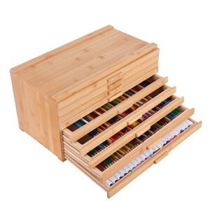 Vencer 9 Drawer Large Capacity Bamboo-Wood Artist Supply Storage Box with Separate Compartments,Pencils,Pen,Brushes and Tools for Designed Storage Art Materials