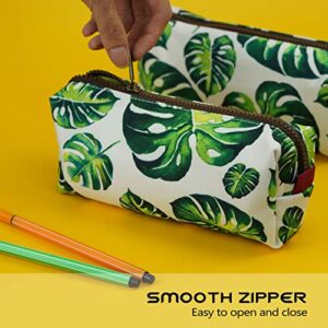 LParkin Tree Leaves Large Capacity Canvas Pencil Case Pen Bag Pouch Stationary Case Makeup Cosmetic Bag Gadget Box