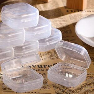 SATINIOR 12 Pack Clear Plastic Beads Storage Containers Box with Hinged Lid for Beads and More(1.37 x 1.37 x 0.7 Inch)