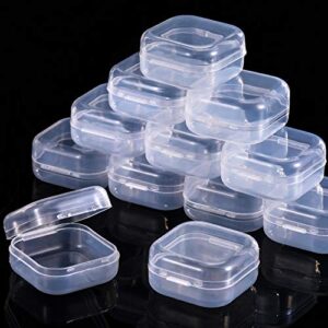 SATINIOR 12 Pack Clear Plastic Beads Storage Containers Box with Hinged Lid for Beads and More(1.37 x 1.37 x 0.7 Inch)