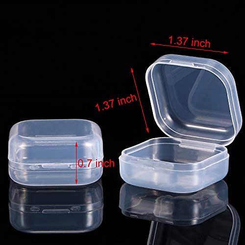 SATINIOR 12 Pack Clear Plastic Beads Storage Containers Box with Hinged Lid for Beads and More(1.37 x 1.37 x 0.7 Inch)