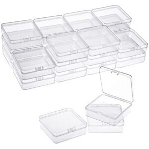 quefe 25 pack small plastic bead containers with lids jewelry storage organizer box bead storage mini case for small items, crafts, hardware (3.3x 3.3x 1.1 inches)