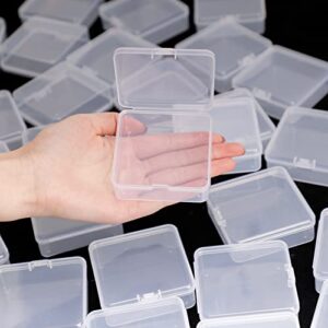 Quefe 25 Pack Small Plastic Bead Containers with Lids Jewelry Storage Organizer Box Bead Storage Mini Case for Small Items, Crafts, Hardware (3.3X 3.3X 1.1 Inches)