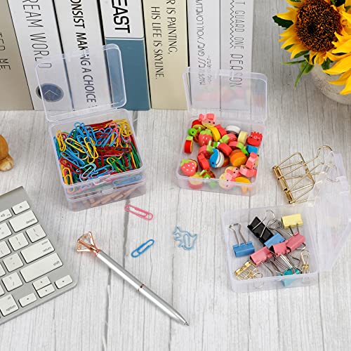 Quefe 25 Pack Small Plastic Bead Containers with Lids Jewelry Storage Organizer Box Bead Storage Mini Case for Small Items, Crafts, Hardware (3.3X 3.3X 1.1 Inches)