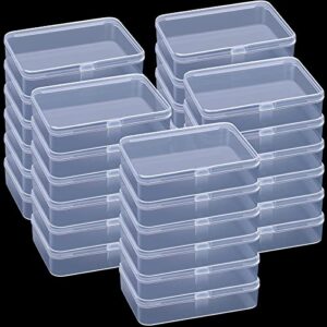 30 pcs small clear plastic beads storage containers box with lids mini clear plastic storage containers square containers for jewelry beads craft supplies tools, 4.1 x 3 x 1 inches
