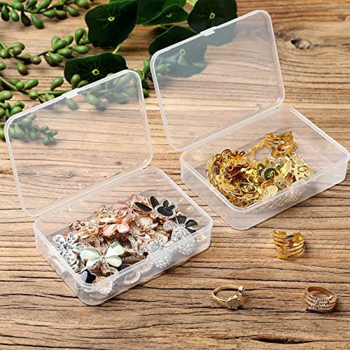 30 Pcs Small Clear Plastic Beads Storage Containers Box with Lids Mini Clear Plastic Storage Containers Square Containers for Jewelry Beads Craft Supplies Tools, 4.1 x 3 x 1 Inches