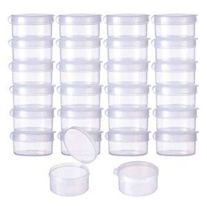 BENECREAT 30 Pack Round Clear Plastic Bead Storage Containers Box Case with Flip-Up Lids for Cosmetic Items, Herbs, Tiny Beads, Jewerlry Findings, and Other Small Items - 1.25x0.7 Inch